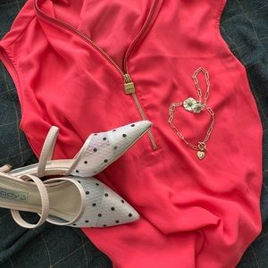 MICHAEL Michael Kors Coral Zipper Blouse - Women | Color: Coral | Size: S